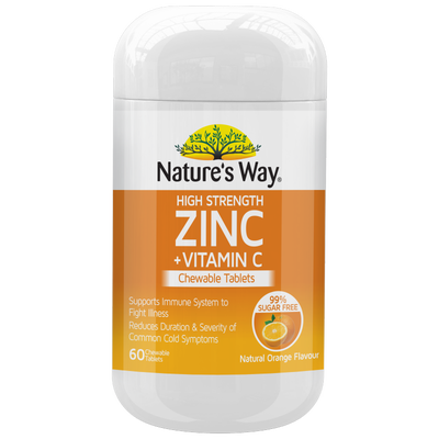 Nature's Way High Strength Zinc + Vitamin C Chewable 60 Tablets