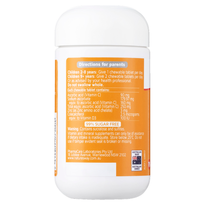 Nature's Way Kids Smart Vitamin C + Zinc + D3 Chewables 75 Tablets
