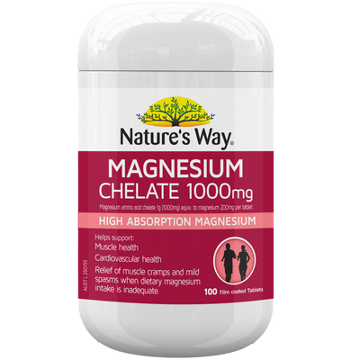 Nature's Way Magnesium Chelate 1000mg 100 Tablets