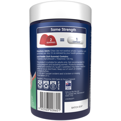 Bioglan L-Theanine Gummies Calm & Focus