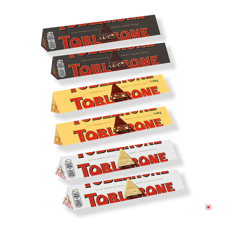 Toblerone Combo Pack – Milk, Fruit & Nuts, and Dark Chocolate Bars