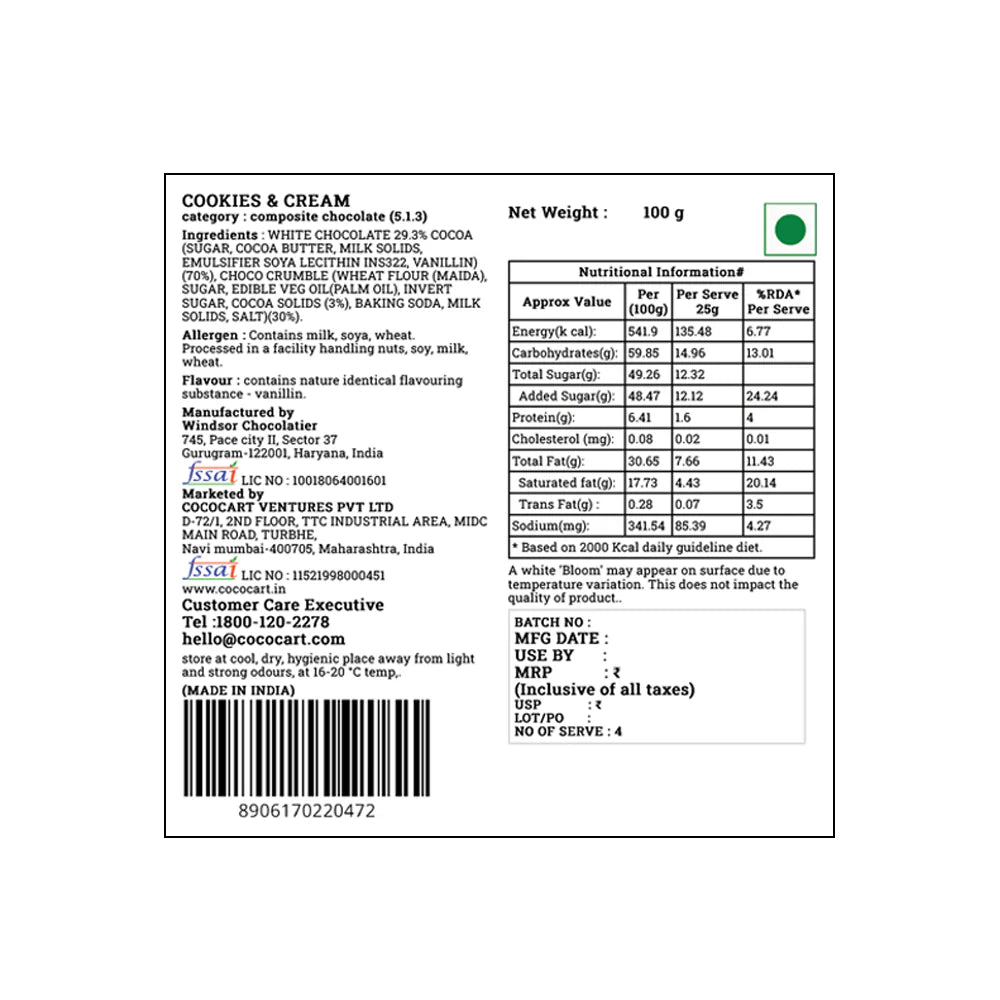Rhine Valley Cookies & Cream 100g