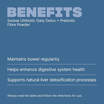 Swisse Ultibiotic Daily Detox + Prebiotic Fibre Powder – With Sunfiber®