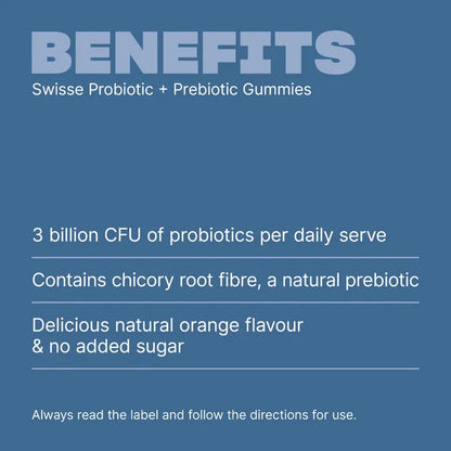 Swisse Probiotic + Prebiotic Gummies – 3 Billion CFU Probiotics