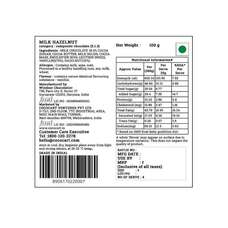 Rhine Valley Milk Hazelnut Chocolate – 100g