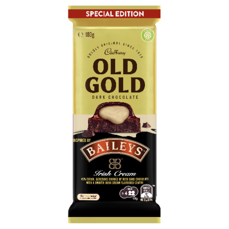 Cadbury Old Gold Baileys Dark Chocolate Block 180g