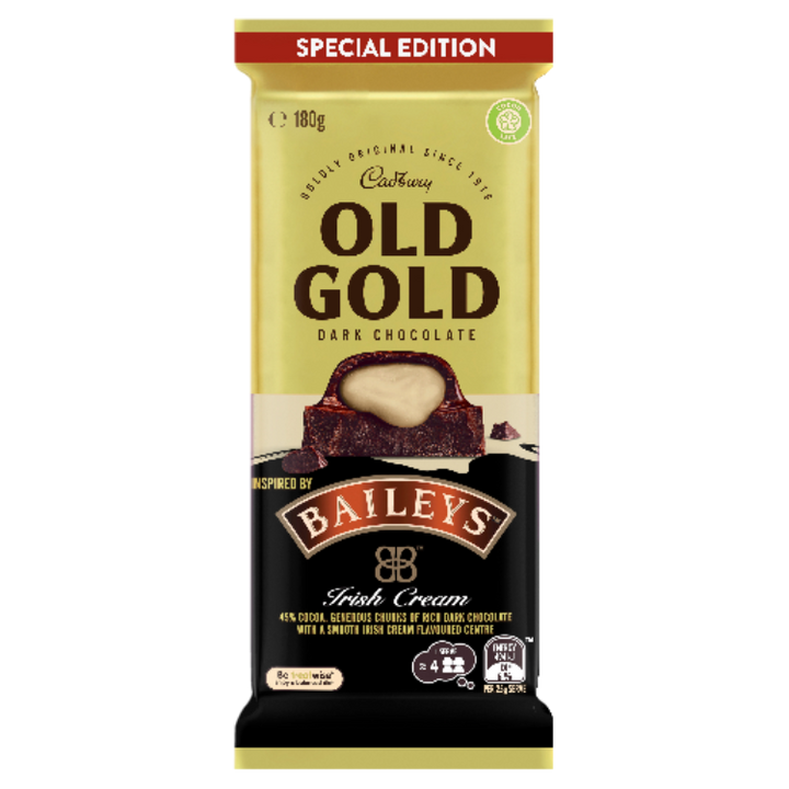 Cadbury Old Gold Baileys Dark Chocolate Block 180g
