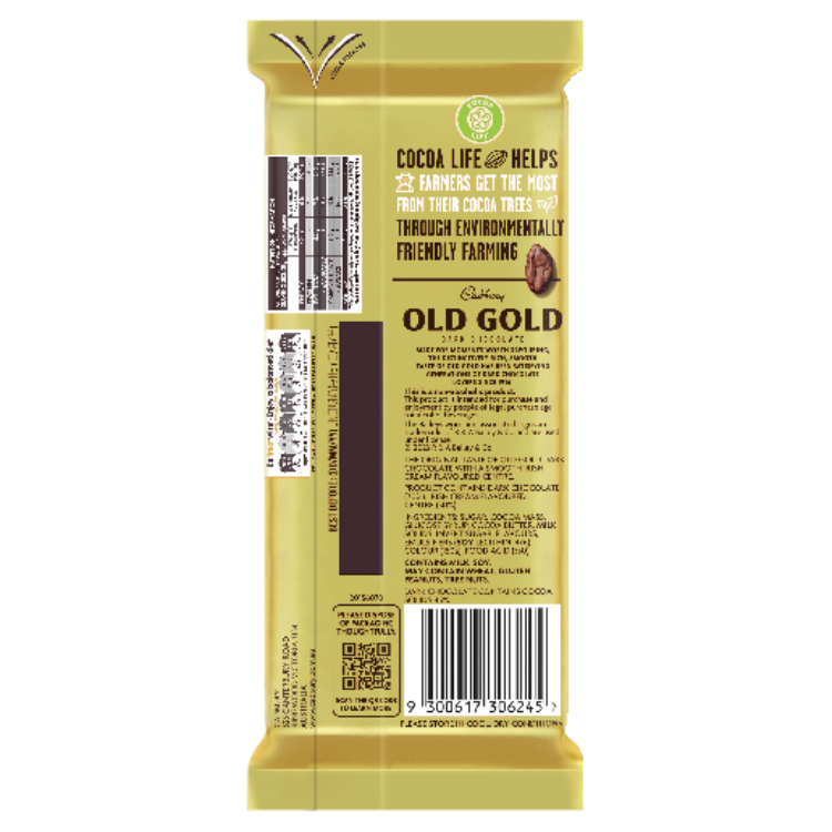 Cadbury Old Gold Baileys Dark Chocolate Block 180g