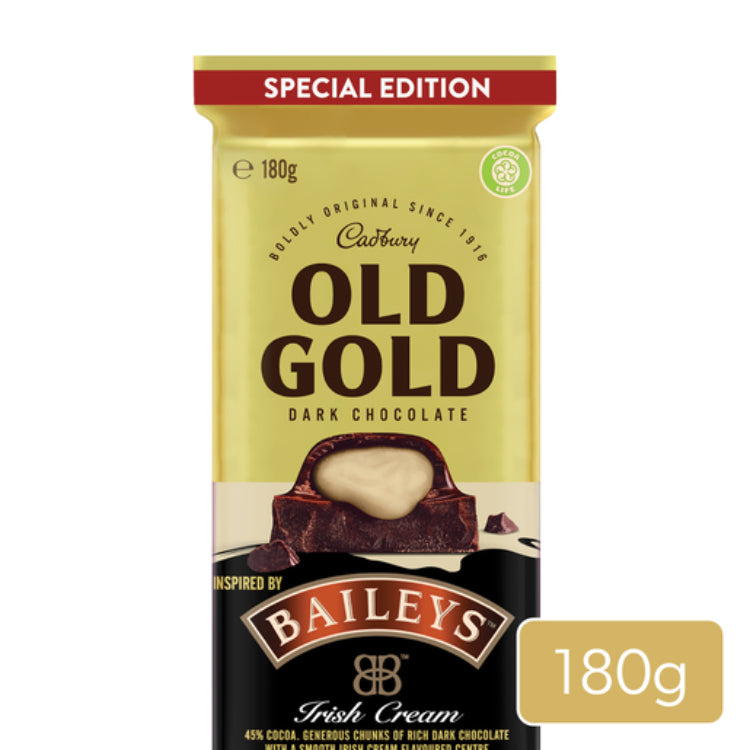 Cadbury Old Gold Baileys Dark Chocolate Block 180g