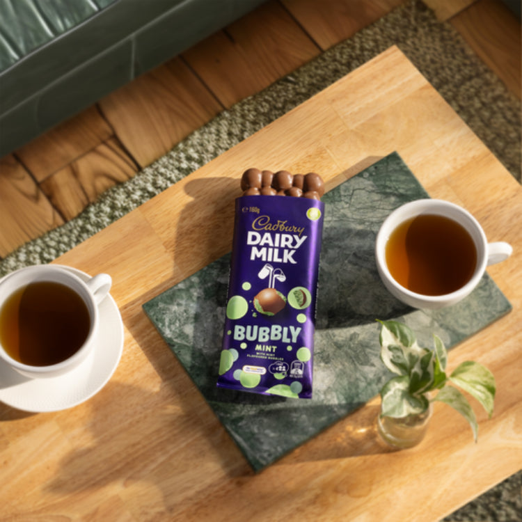 Cadbury Dairy Milk Bubbly Mint milk chocolate block 160g