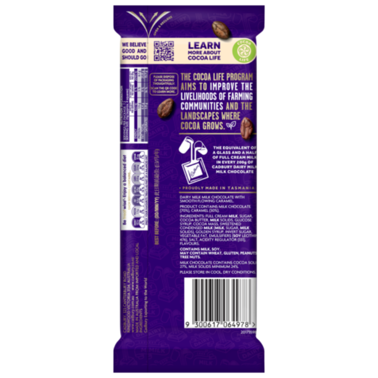 Cadbury Dairy Milk Caramello milk chocolate block 180g