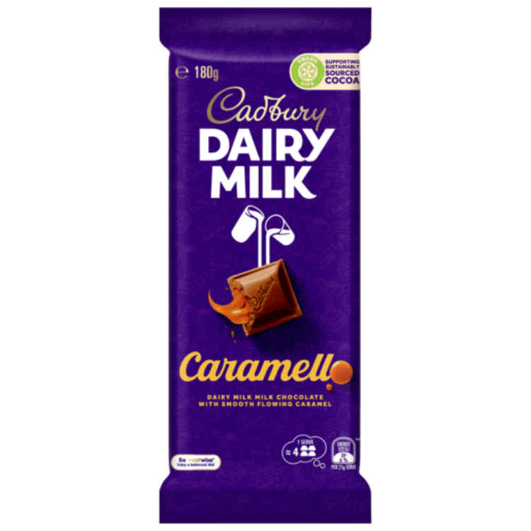 Cadbury Dairy Milk Caramello milk chocolate block 180g