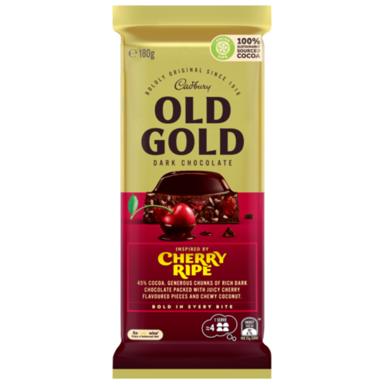 Cadbury Old Gold Dark Chocolate Cherry Ripe 180g