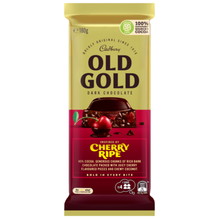 Cadbury Old Gold Dark Chocolate Cherry Ripe 180g