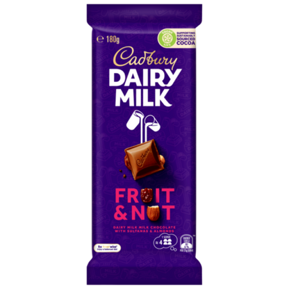 Cadbury Dairy Milk Fruit & Nut milk chocolate block 180g