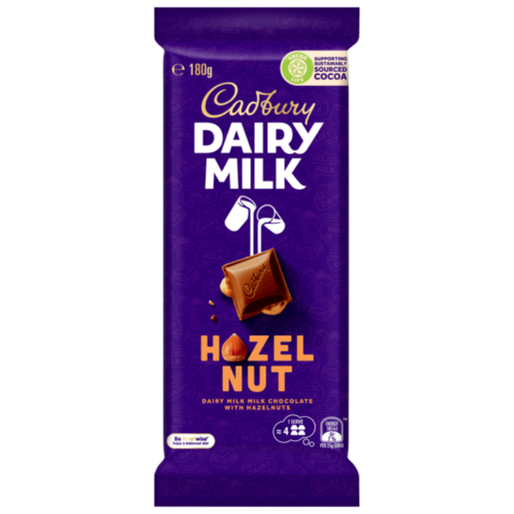 Cadbury Dairy Milk Hazelnut milk chocolate block 180g