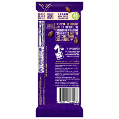 Cadbury Dairy Milk Hazelnut milk chocolate block 180g