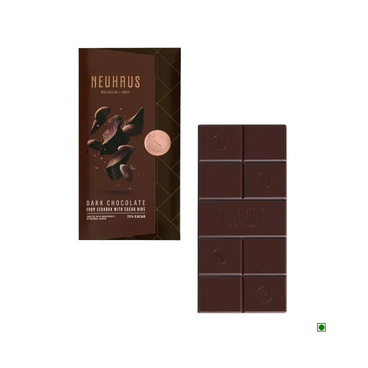 Neuhaus Dark Chocolate Bar with Cocoa Nibs – 70% Cocoa (100g)