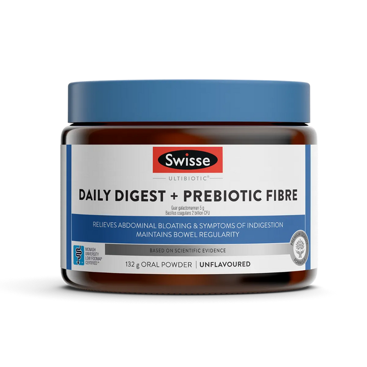 Swisse Ultibiotic Daily Digest + Prebiotic Fibre Powder – With Sunfiber®