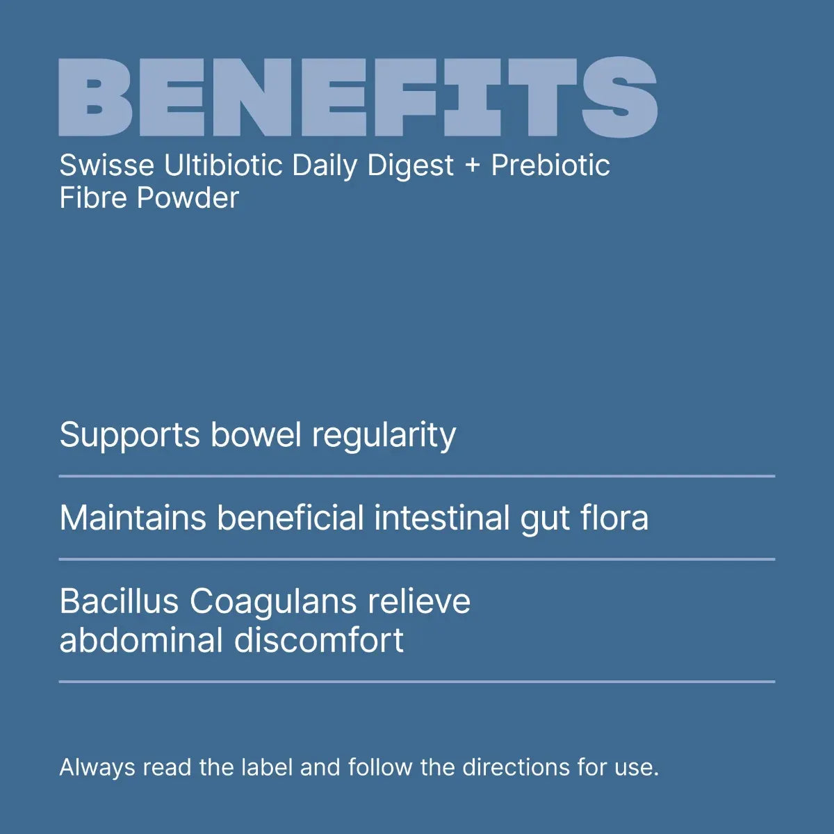 Swisse Ultibiotic Daily Digest + Prebiotic Fibre Powder – With Sunfiber®