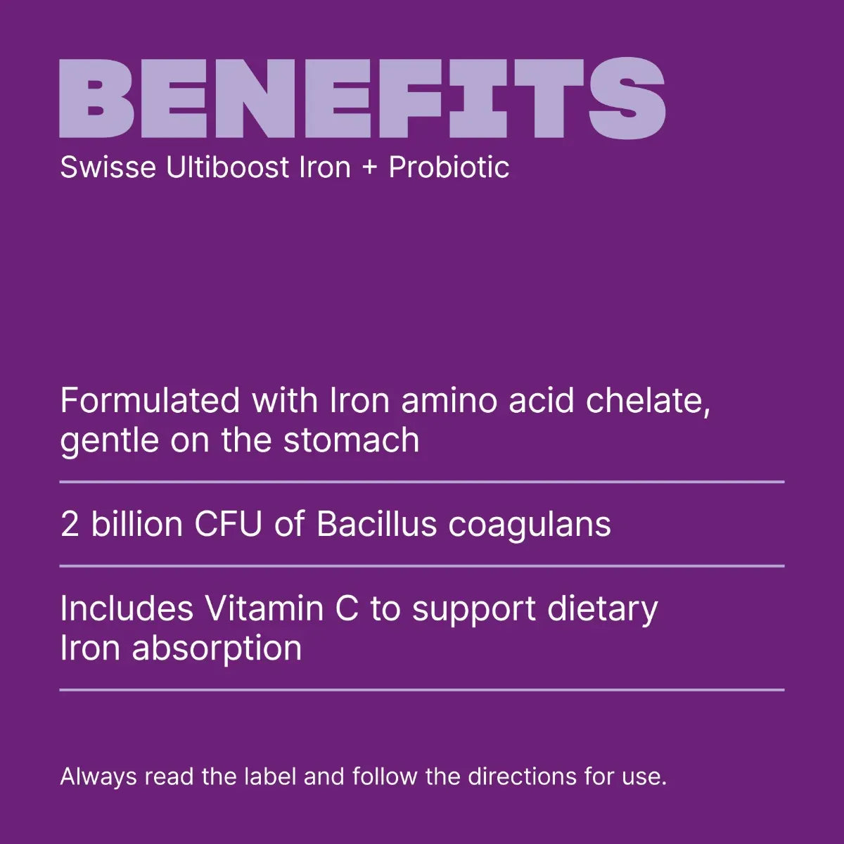 Swisse Ultiboost Iron + Probiotic – With Amino Acid Chelate