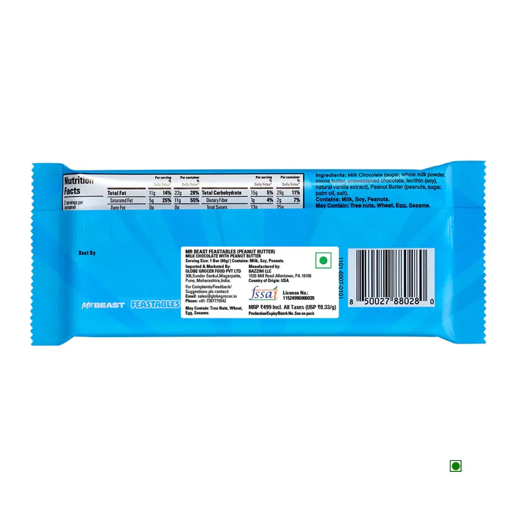 Mr.Beast Feastables Peanut Butter Chocolate Bar – 60g
