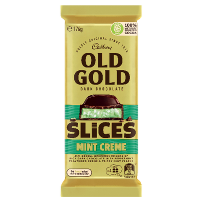 Cadbury Old Gold Slices Mint Creme Dark Chocolate Block 176g
