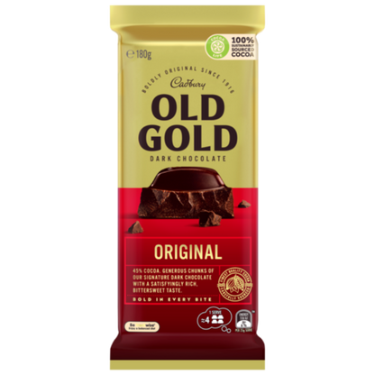 Cadbury Old Gold Original Dark Chocolate Block 180g