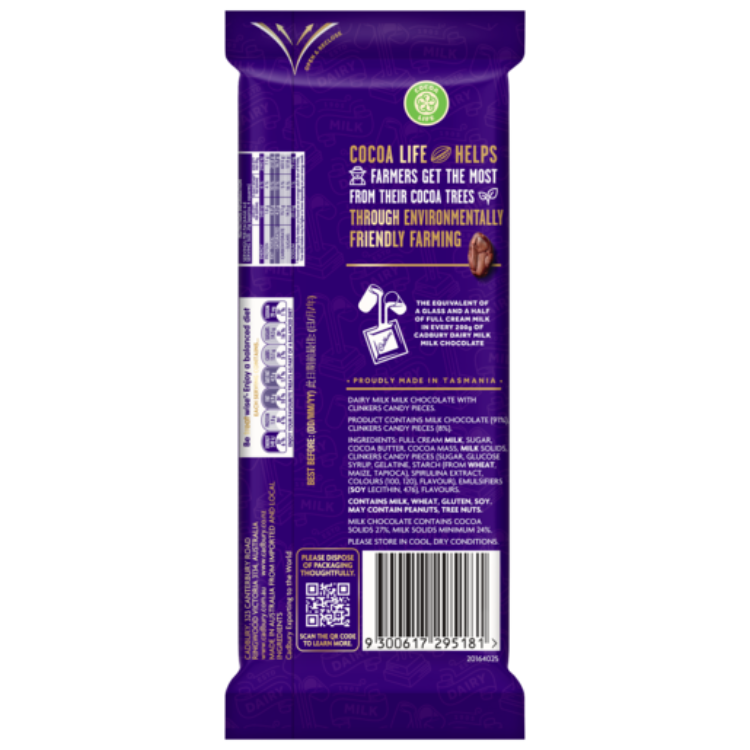 Cadbury Dairy Milk with Pascall Clinkers Chocolate Block 170g