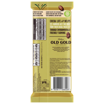 Cadbury Old Gold Dark Chocolate Peppermint Block 180g
