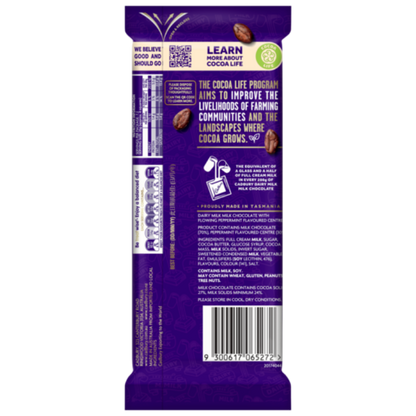 Cadbury Dairy Milk Peppermint milk chocolate block 180g
