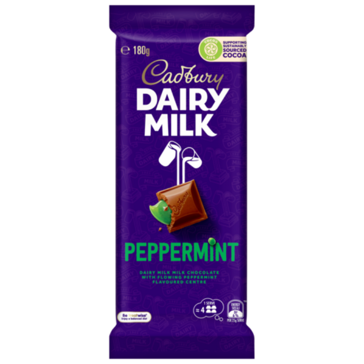 Cadbury Dairy Milk Peppermint milk chocolate block 180g