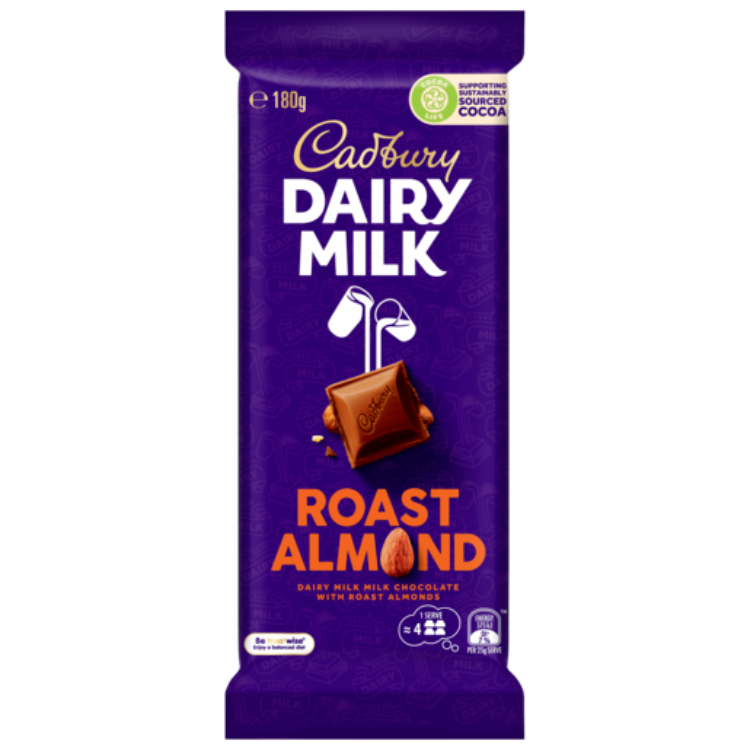Cadbury Dairy Milk Roast Almond milk chocolate block 180g