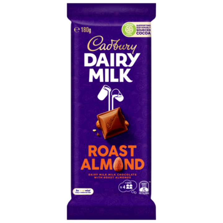 Cadbury Dairy Milk Roast Almond milk chocolate block 180g
