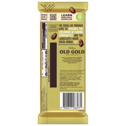 Cadbury Old Gold Dark Chocolate Roast Almond Block 180g