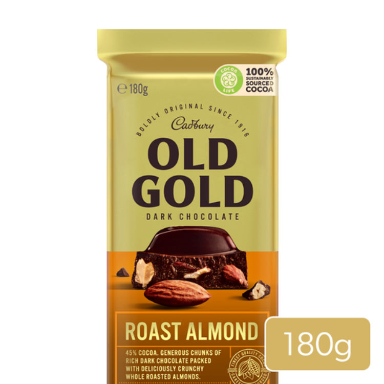 Cadbury Old Gold Dark Chocolate Roast Almond Block 180g