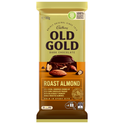 Cadbury Old Gold Dark Chocolate Roast Almond Block 180g