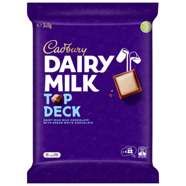 Cadbury Dairy Milk Chocolate Top Deck Large Block 340g